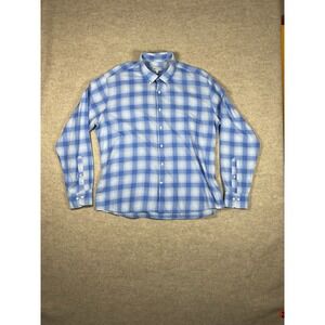 Peter Millar Mens X-Large Blue Plaid 100% Cotton  Button Up Shirt